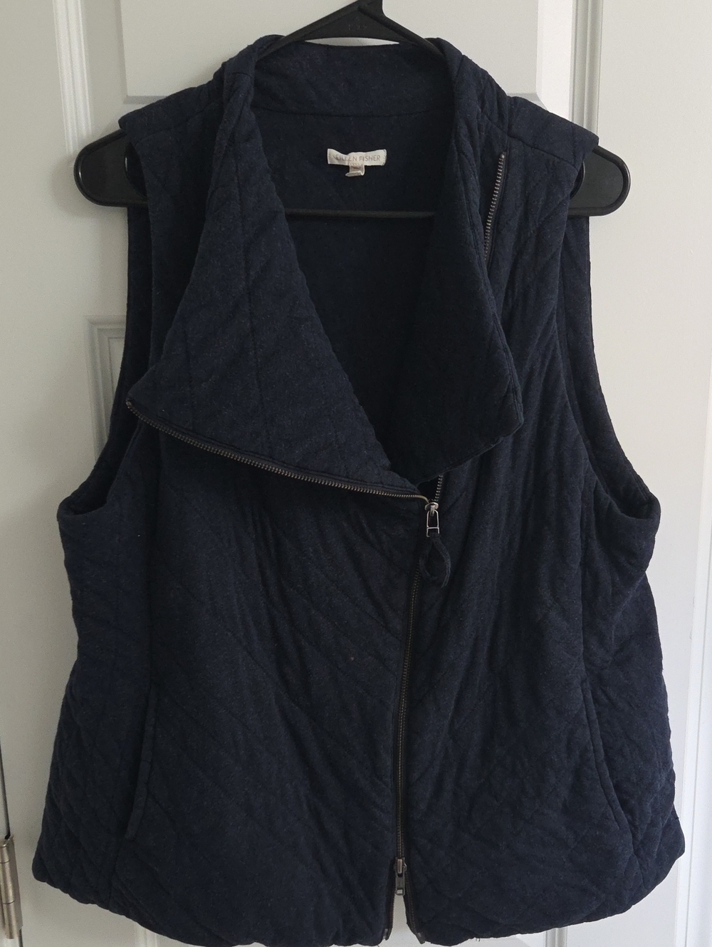 Eileen Fisher Quilted Asymmetric Zip Vest XL